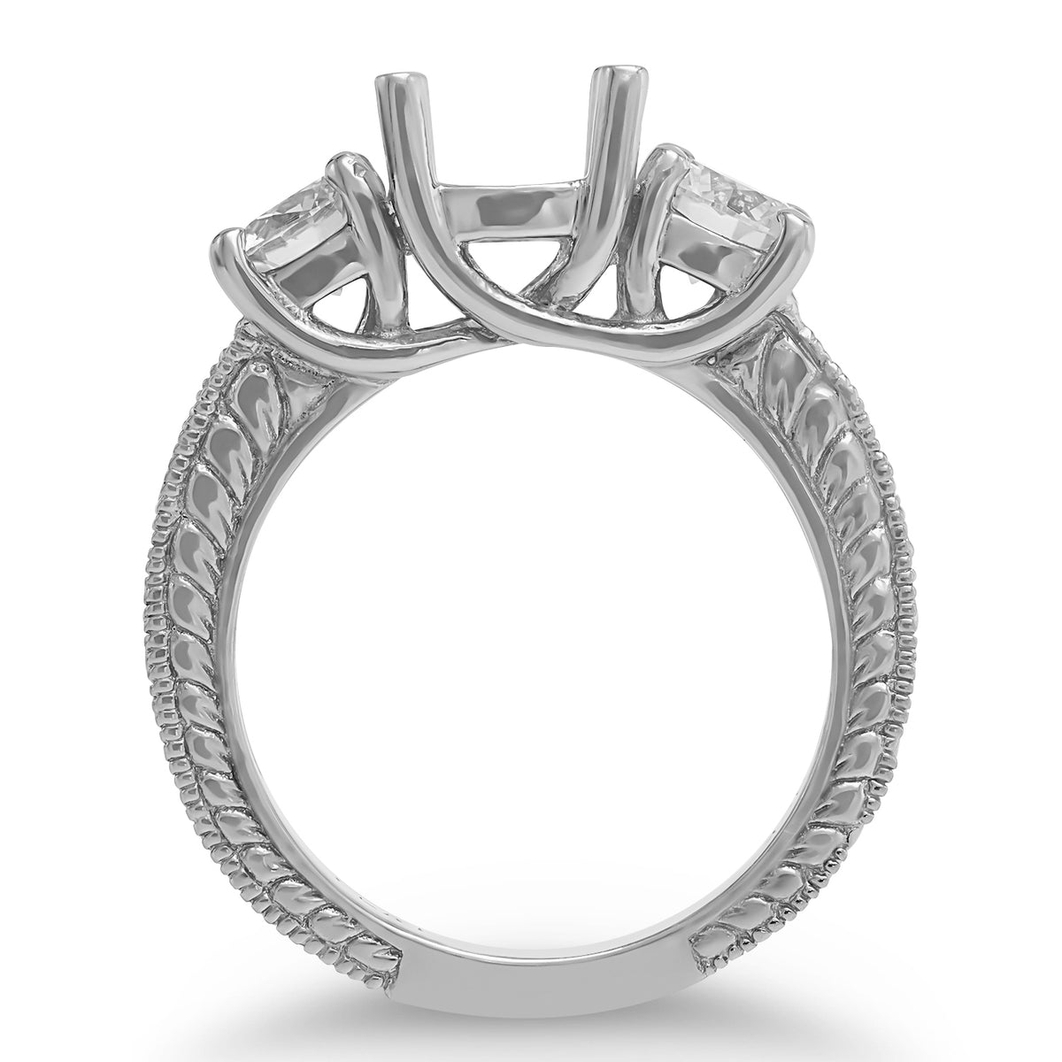 Engraved Diamond Semi-Mount Ring