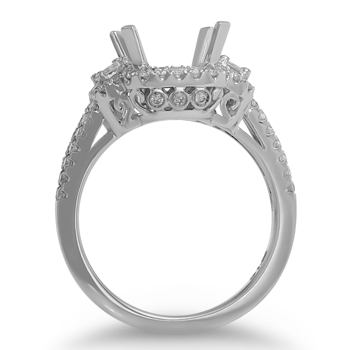 Emerald-cut Diamond Semi-mount Ring