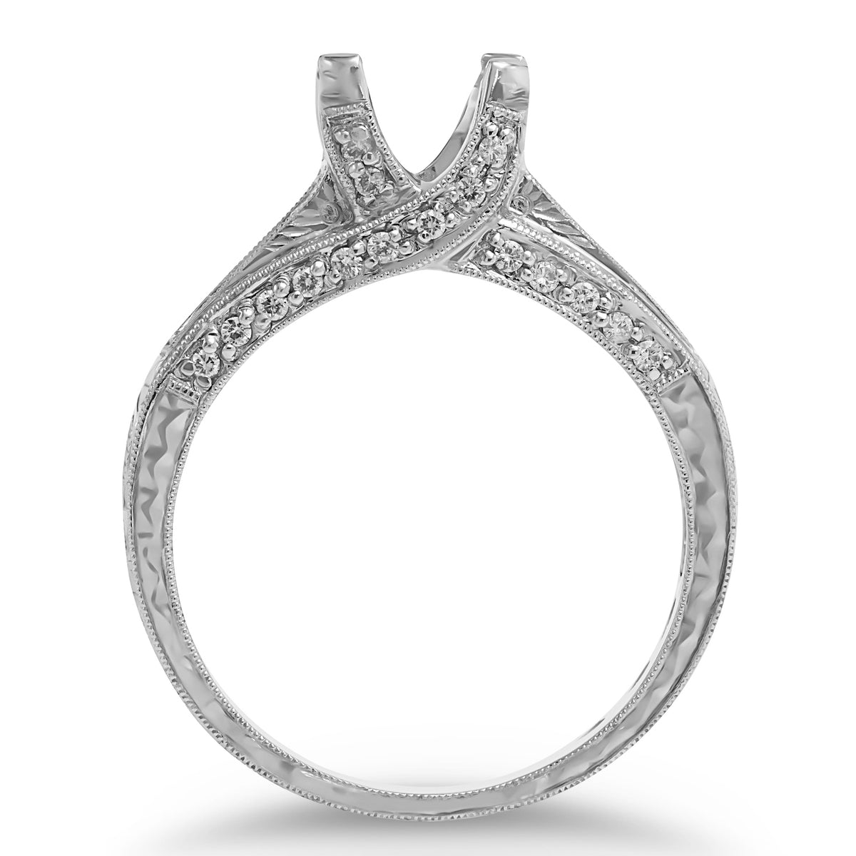 Engraved Princess-cut Diamond Semi-Mount Ring