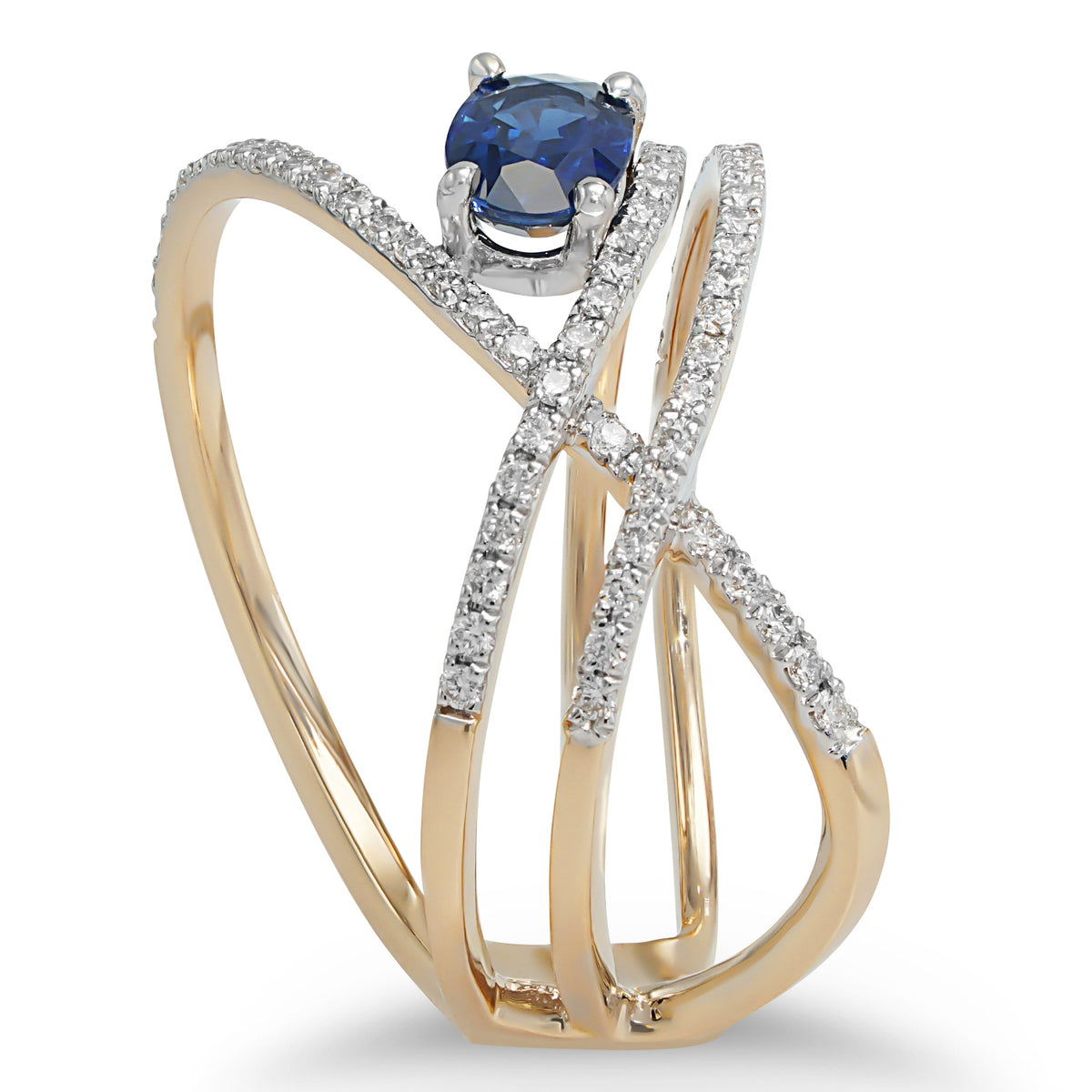 Blue Sapphire Asymmetrical Ring