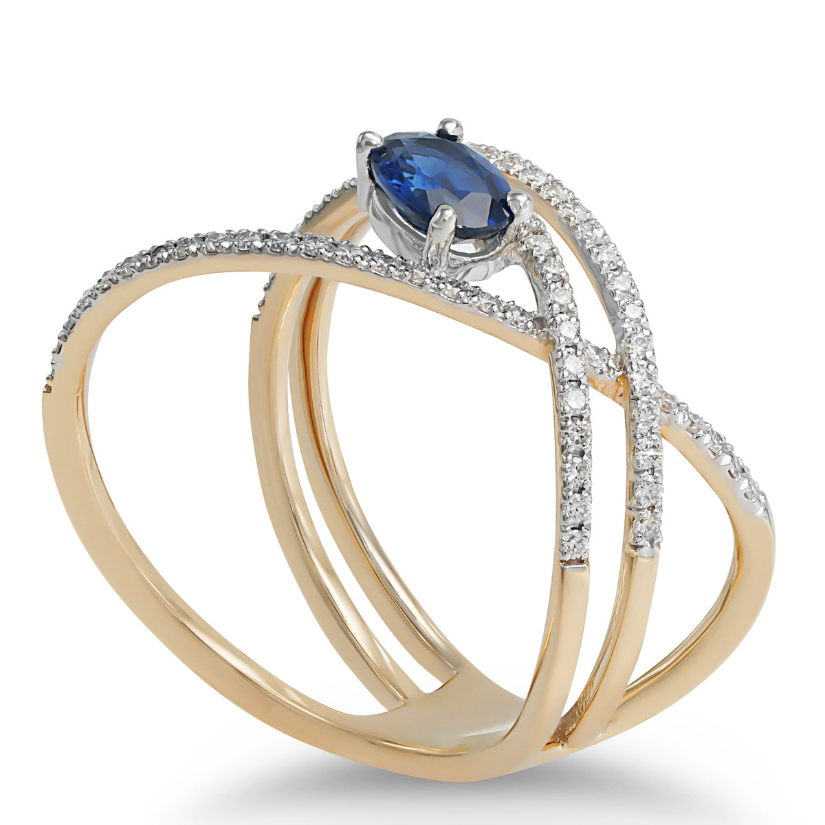 Blue Sapphire Asymmetrical Ring