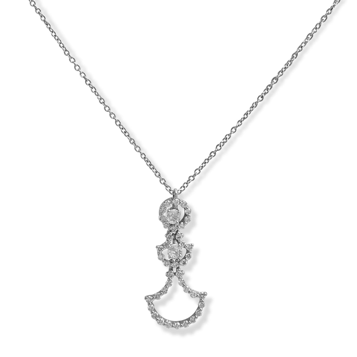 Tiered Diamond Pendant in 18Kt White Gold