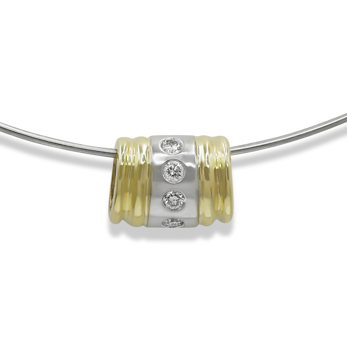 Diamond Loop Pendant in 14 Karat Two Tone Gold