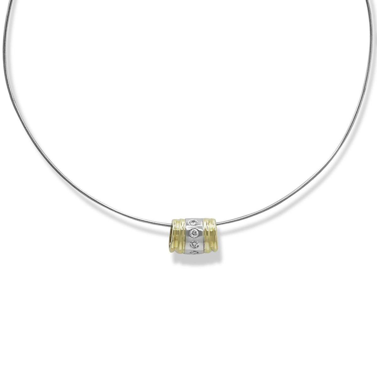 Diamond Loop Pendant in 14 Karat Two Tone Gold