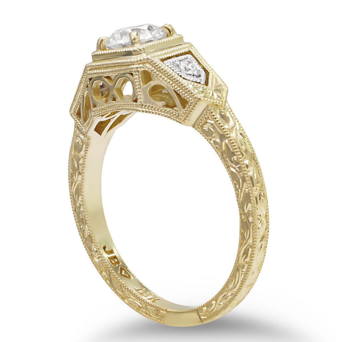 Engraved Yellow Gold Ring