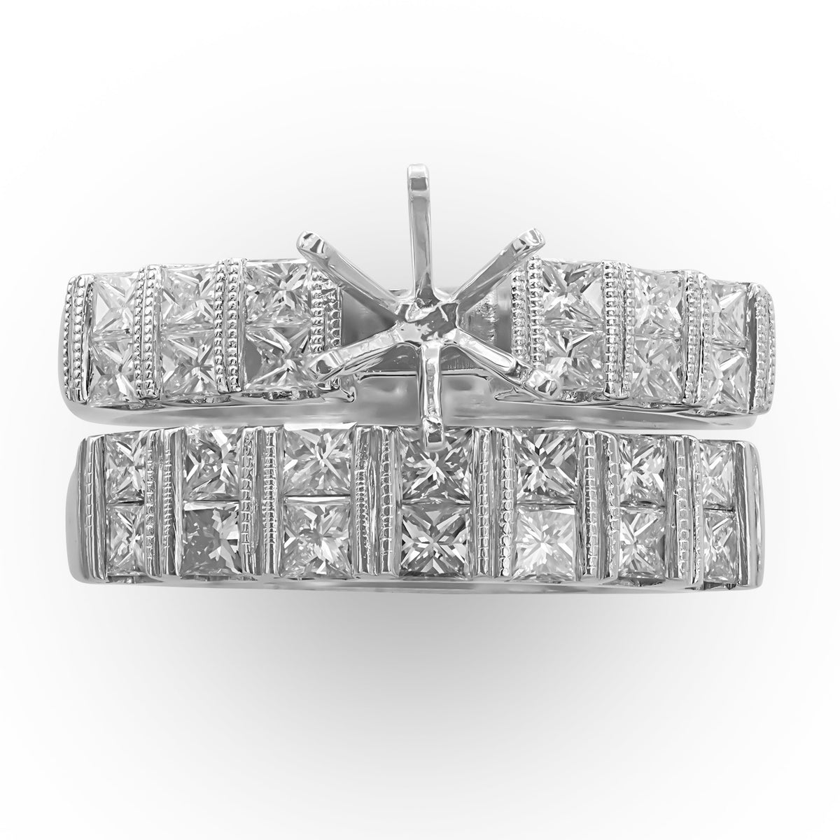 Princess Diamond Semi-mount Ring Engagement Set