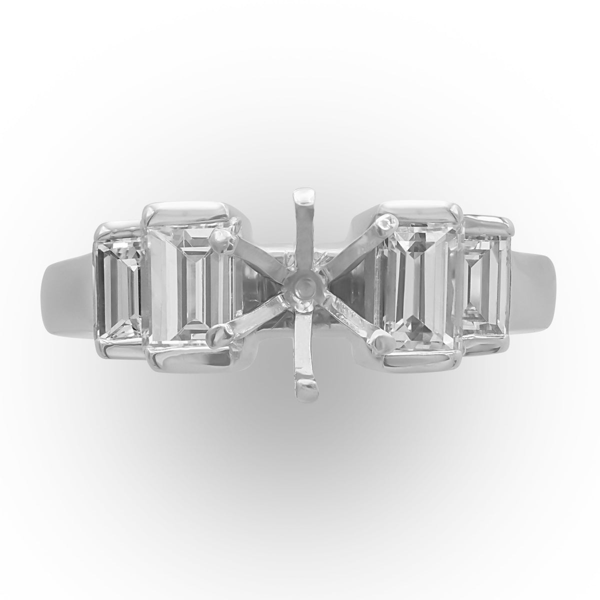 Emerald-cut Diamond Semi-mount Ring