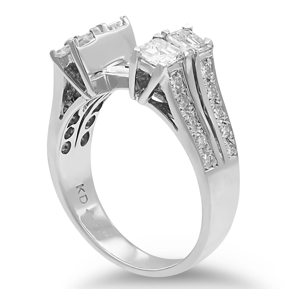 Asscher-cut Diamond Semi-mount Ring in 18 Karat White Gold