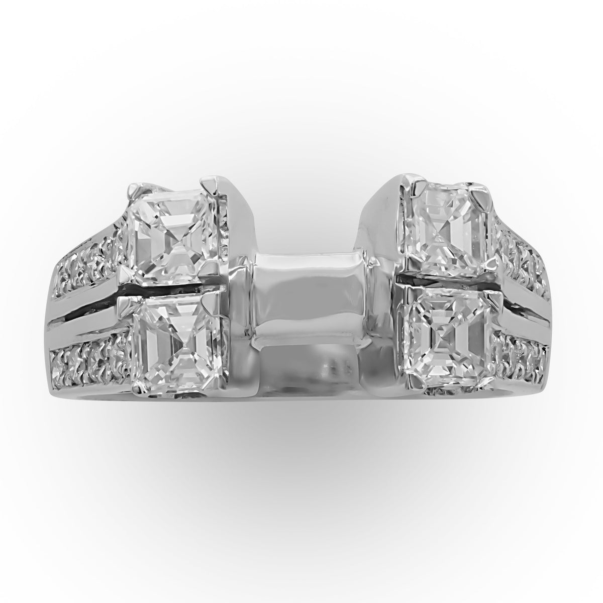 Asscher-cut Diamond Semi-mount Ring in 18 Karat White Gold