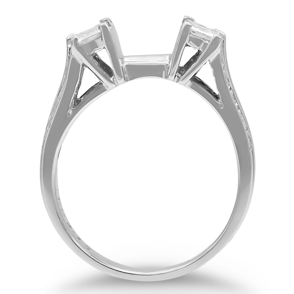 Asscher-cut Diamond Semi-mount Ring in 18 Karat White Gold