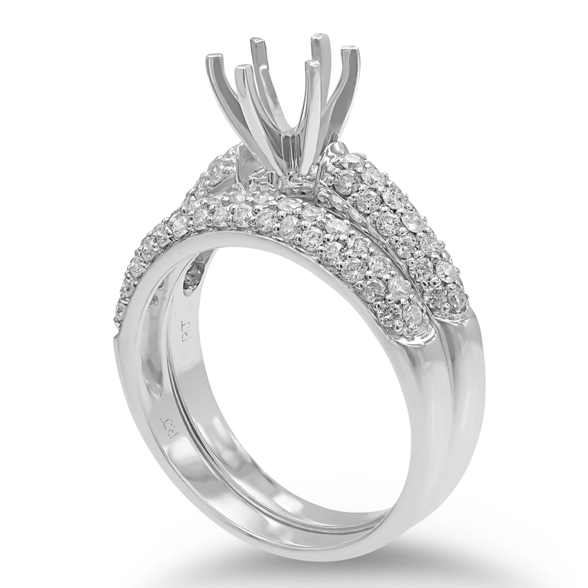 Pave Diamond Semi-mount Ring Engagement Set