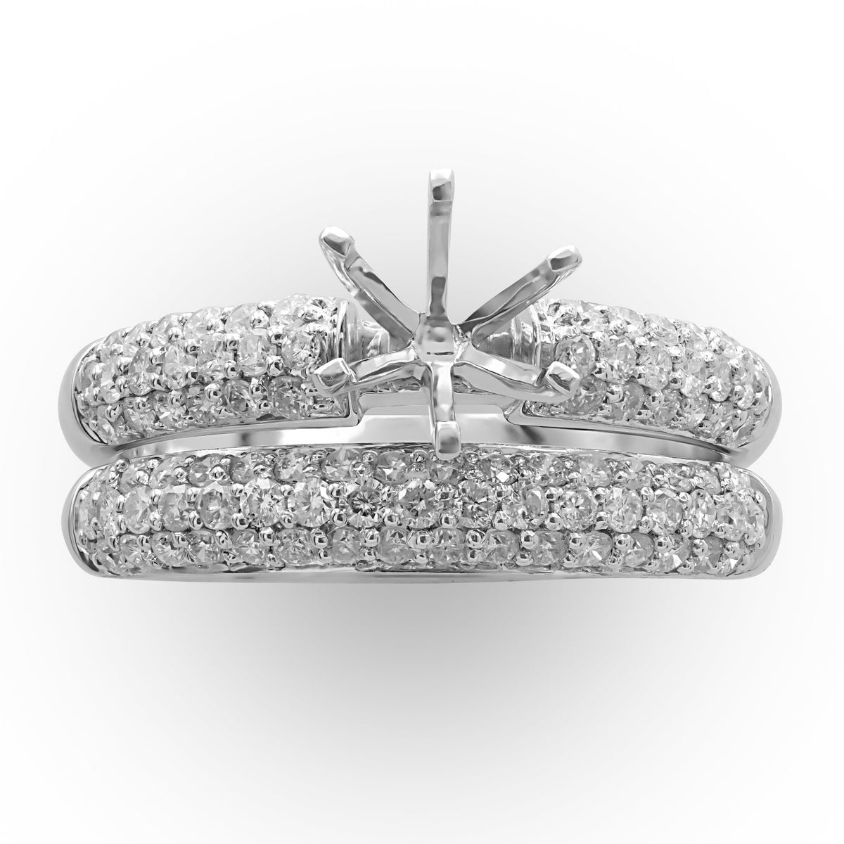 Pave Diamond Semi-mount Ring Engagement Set