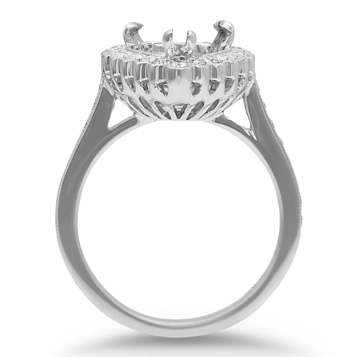 Pear Halo Diamond Semi-mount Ring