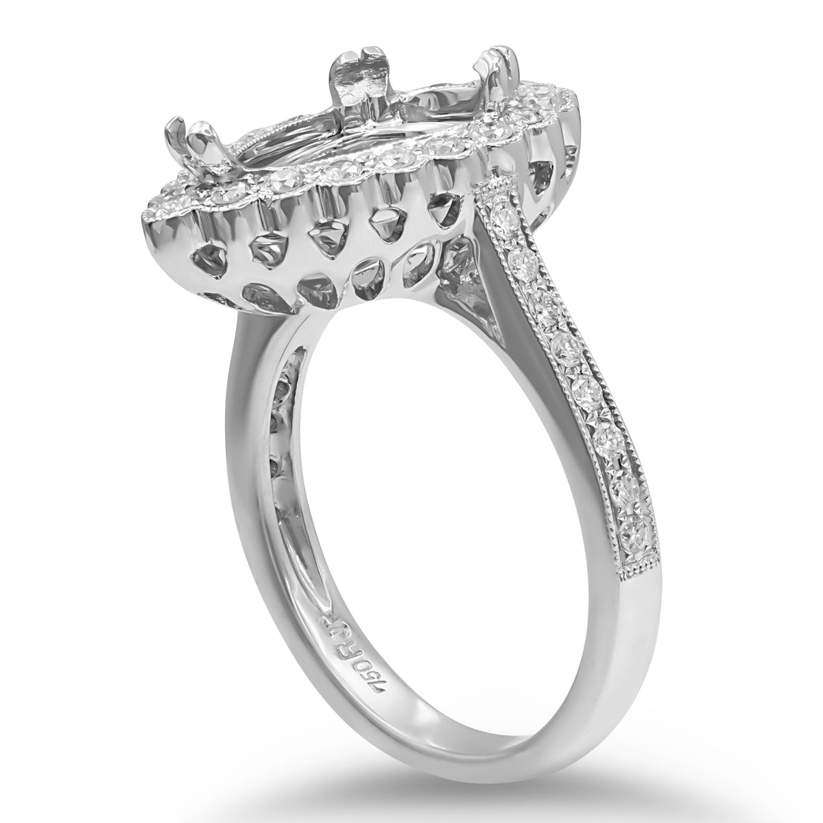 Pear Halo Diamond Semi-mount Ring