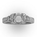 Engraved Diamond Semi-mount Ring in 14Karat White Gold
