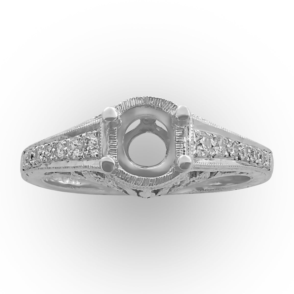 Engraved Diamond Semi-mount Ring