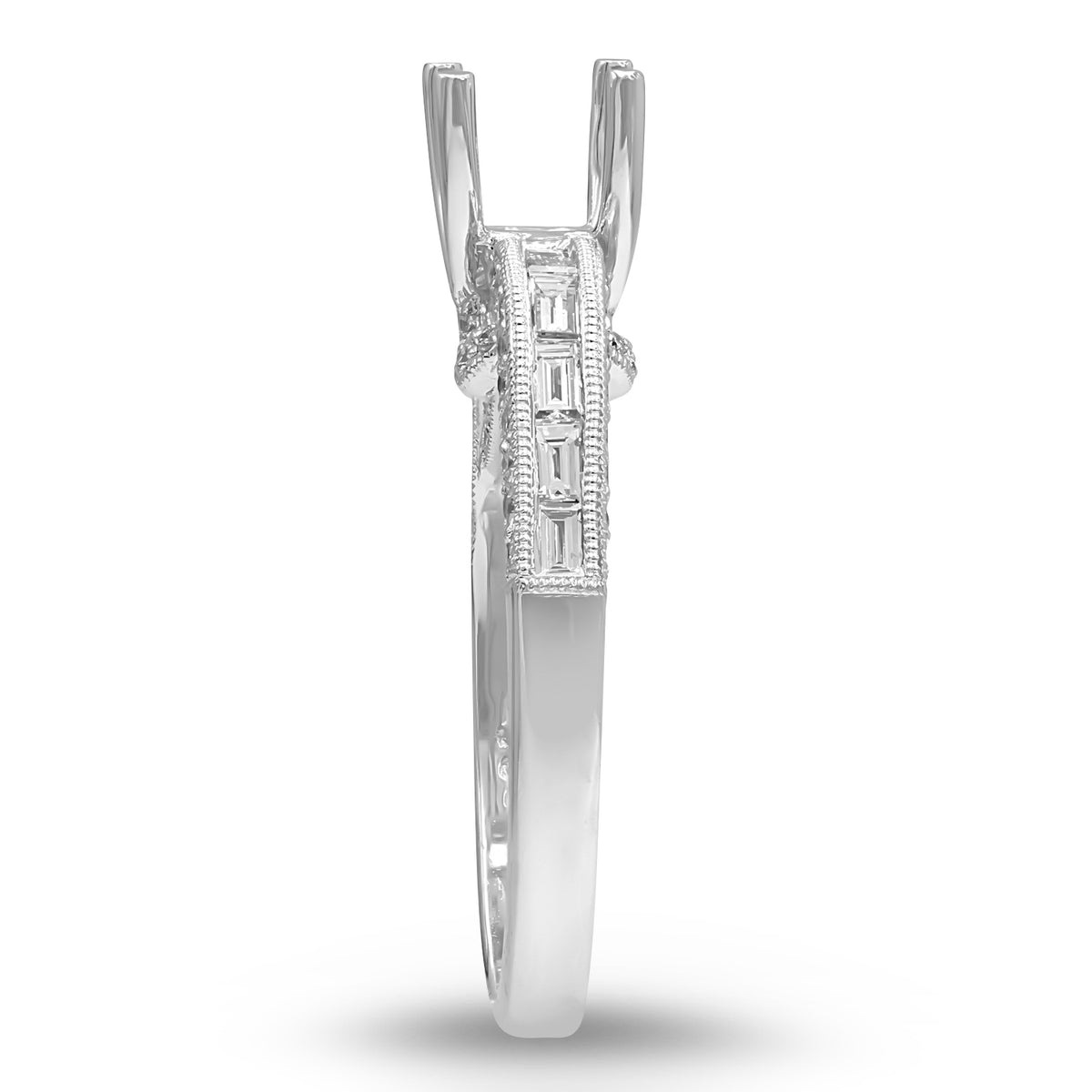 Baguette and Round Diamond Semi-mount Ring