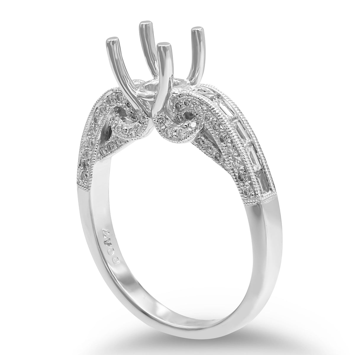 Baguette and Round Diamond Semi-mount Ring