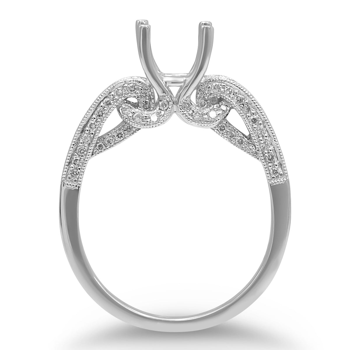 Baguette and Round Diamond Semi-mount Ring