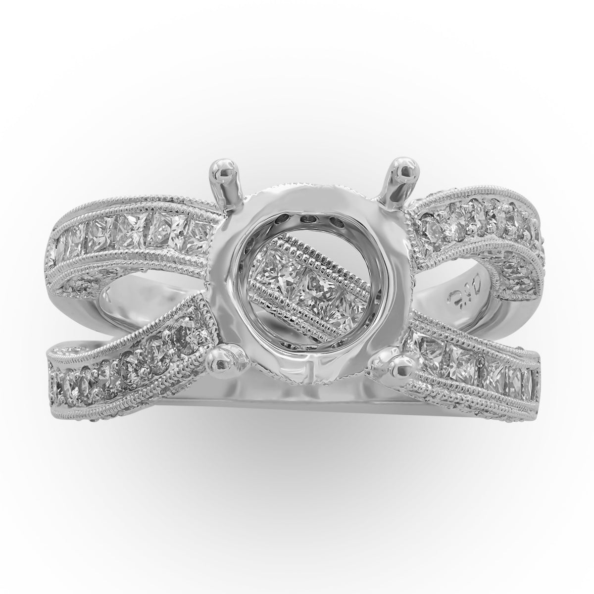 Asymmetrical Diamond Semi-mount Ring