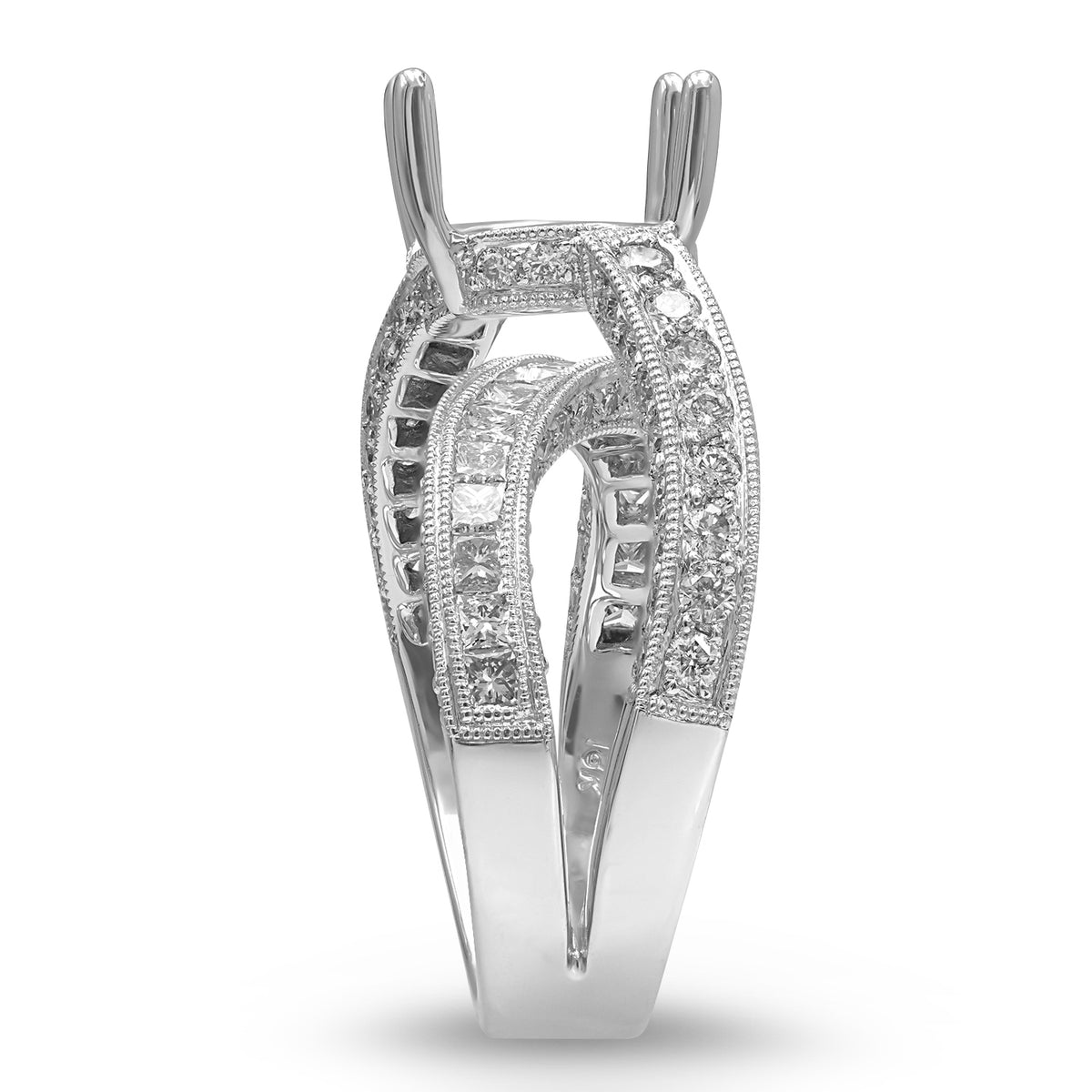 Asymmetrical Diamond Semi-mount Ring