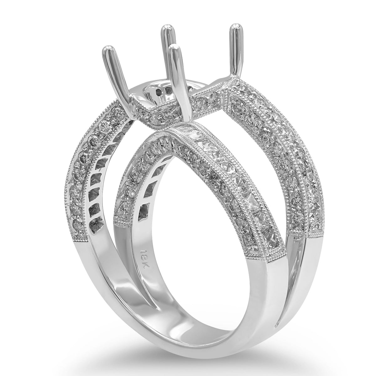 Asymmetrical Diamond Semi-mount Ring