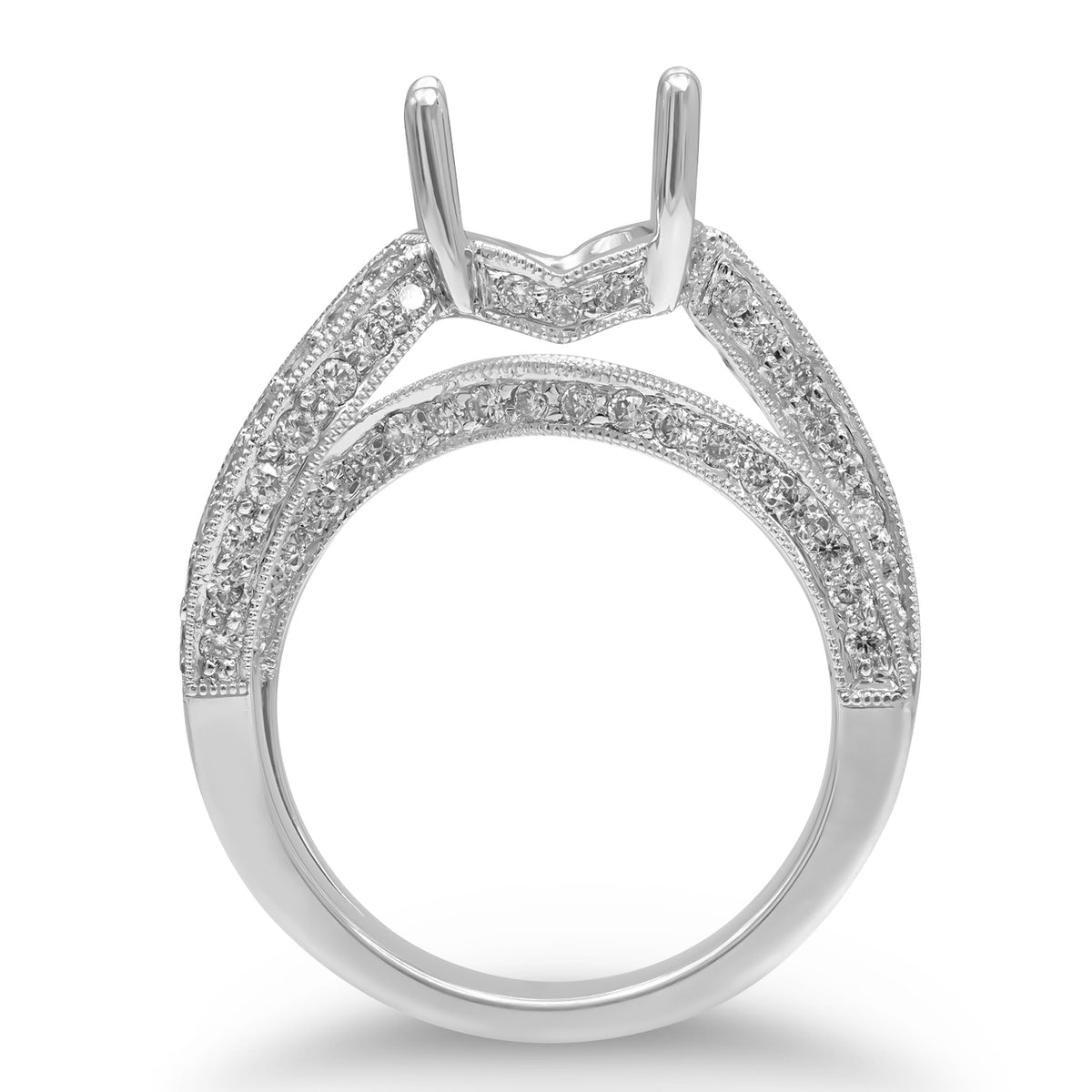 Asymmetrical Diamond Semi-mount Ring