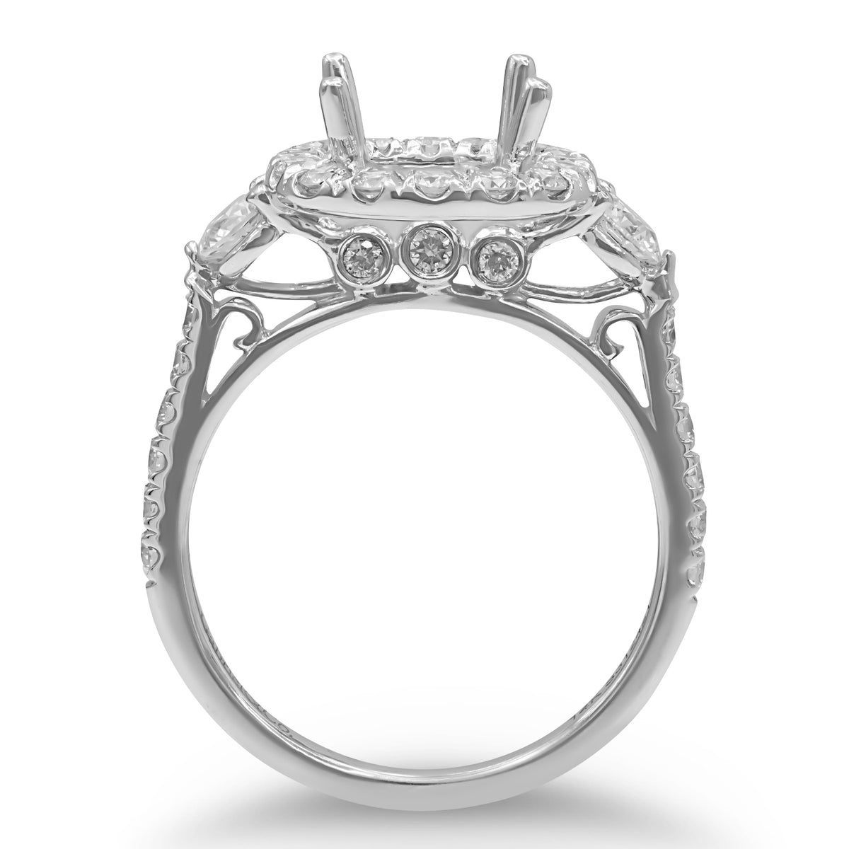 Cushion Halo Diamond Semi-mount Ring