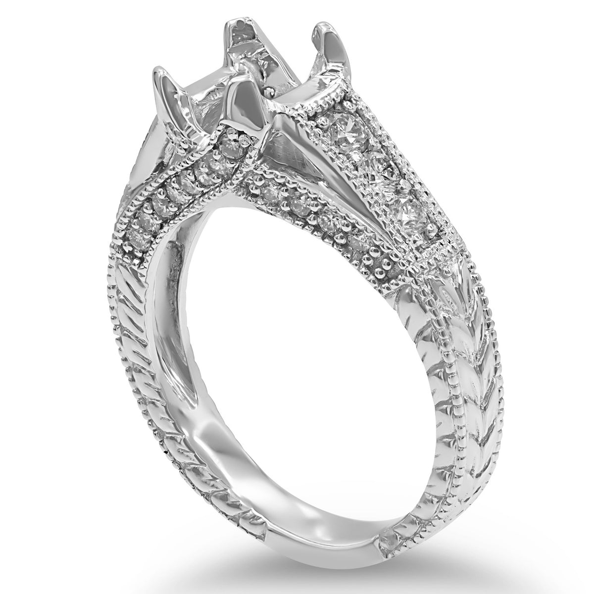 Engraved Semi-Mount Engagement Ring