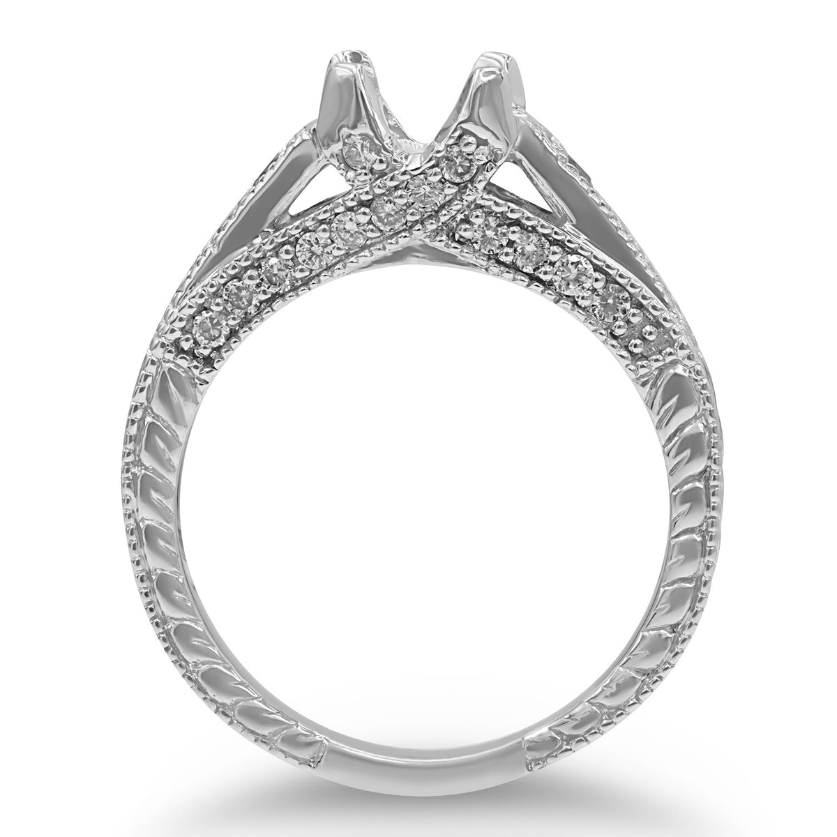 Engraved Semi-Mount Engagement Ring