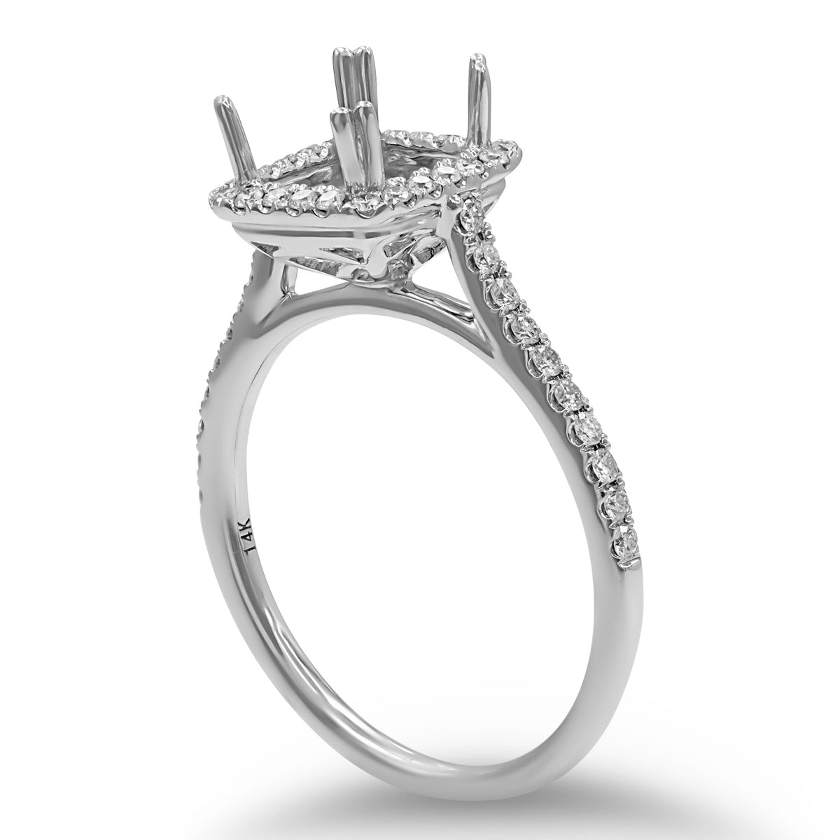 Cushion Halo Diamond Semi-mount Ring