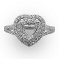 Double Heart Halo Diamond Semi-Mount Ring in 18Karat White Gold