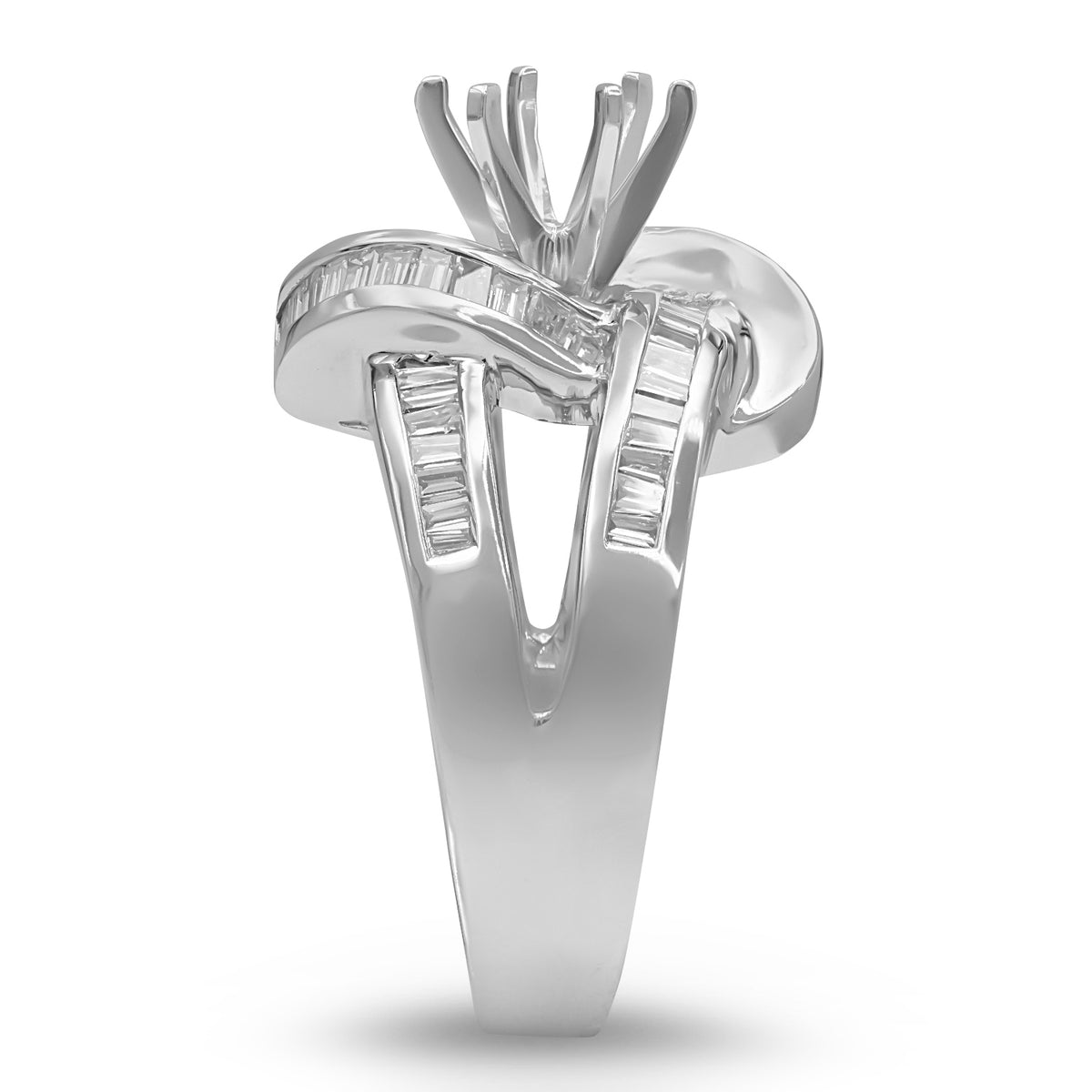 Knotted Baguette Diamond Semi-mount Ring