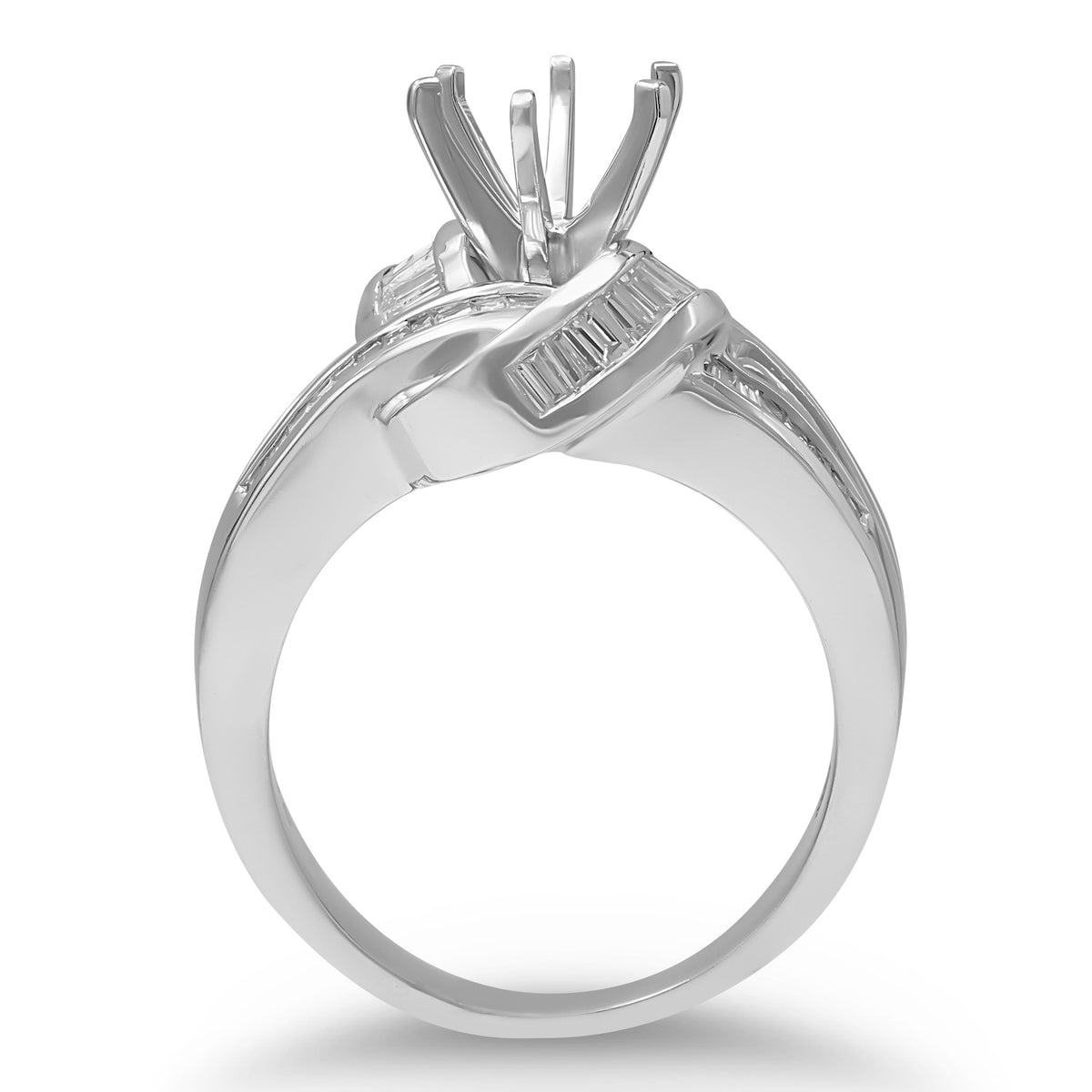 Knotted Baguette Diamond Semi-mount Ring