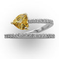Yellow Sapphire Heart Diamond Ring in 18 Karat White Gold