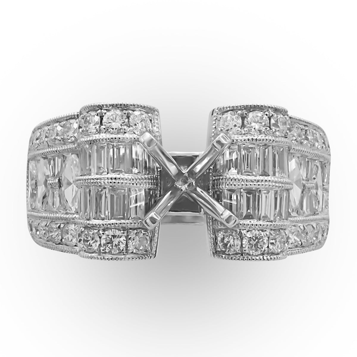Marquise and Baguette Diamond Semi-mount Ring