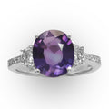 Amethyst Ring with Diamonds in 18 Karat White Gold
