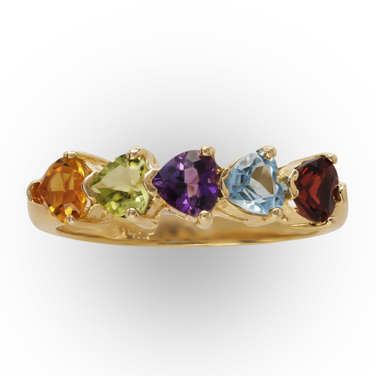 Heart-Shaped Multicolored Stones Ring
