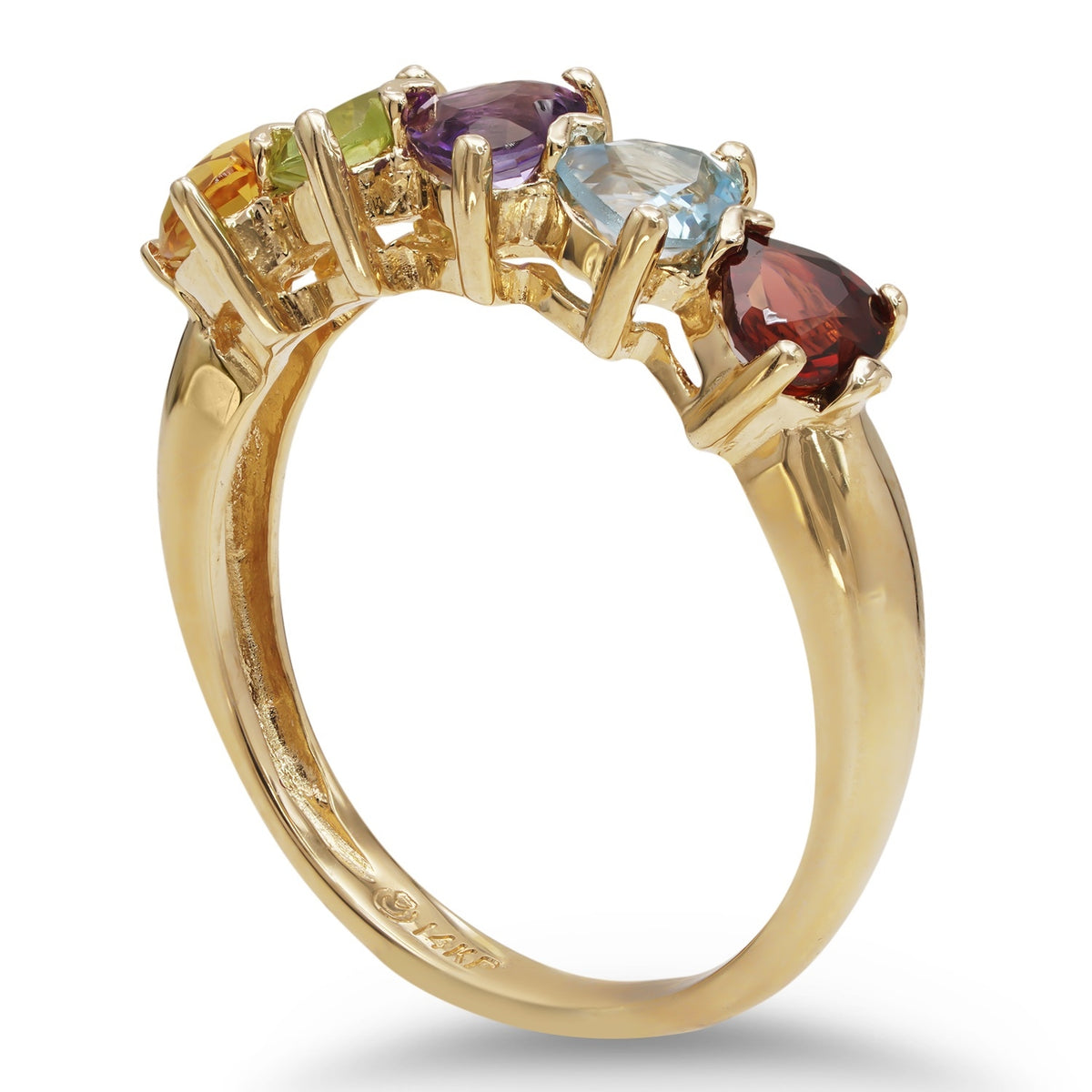 Heart-Shaped Multicolored Stones Ring