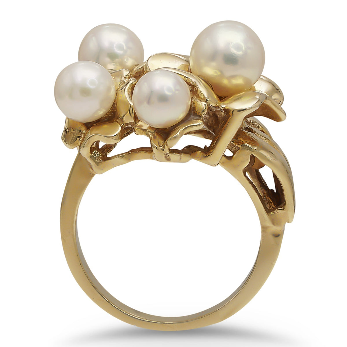 Yellow Gold Multi Pearl Ring