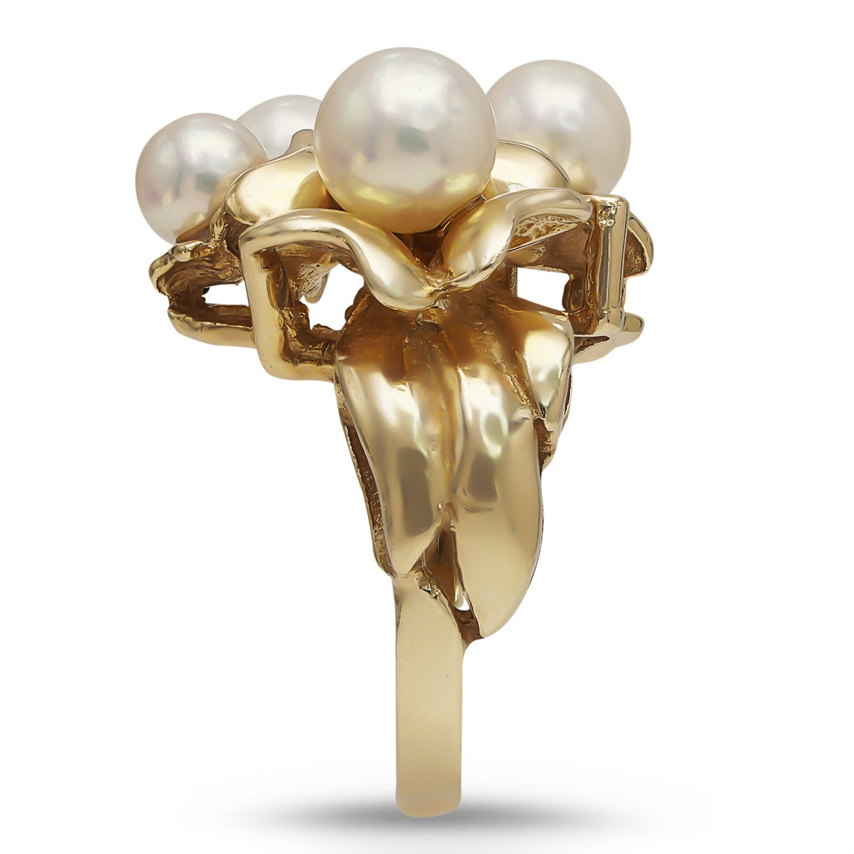 Yellow Gold Multi Pearl Ring