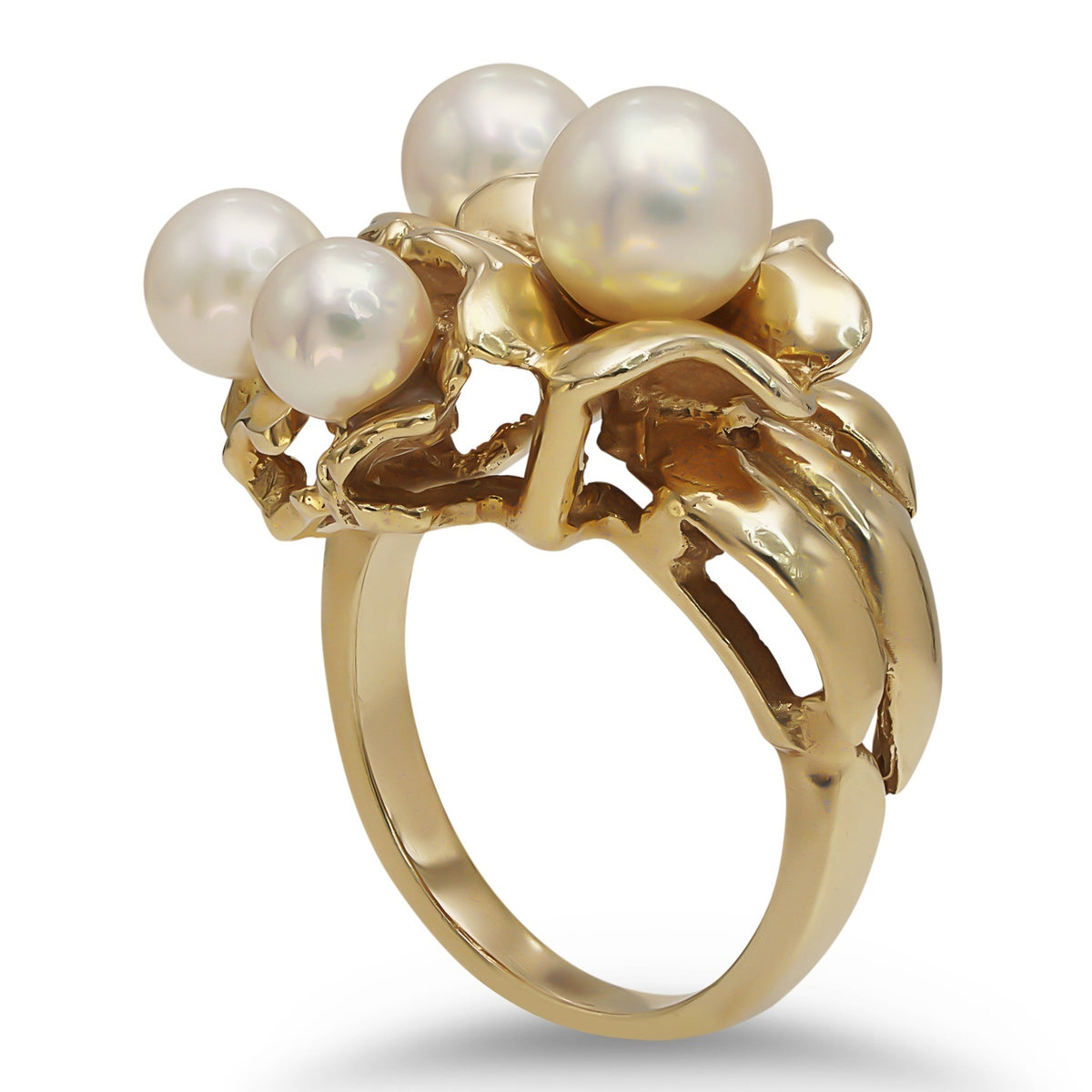 Yellow Gold Multi Pearl Ring