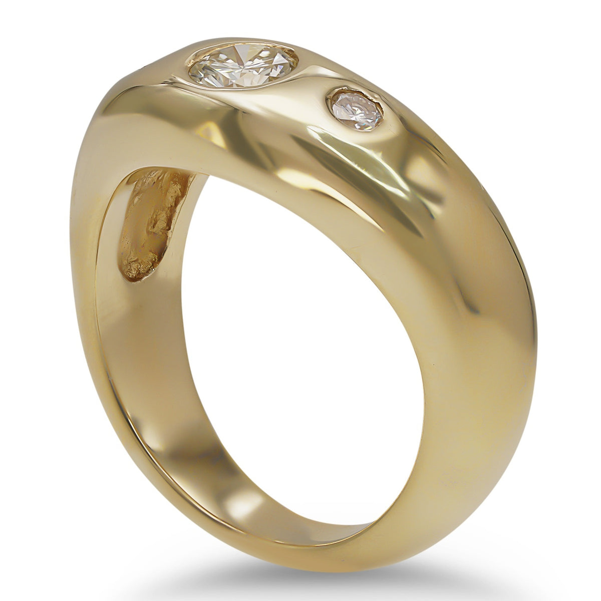 Yellow Gold Curved Diamond Ring