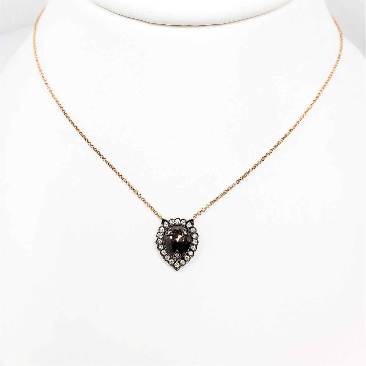 Rose Gold Necklace Rough Diamond Pendant