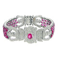 Pink Tourmaline and Diamond Bracelet in 18 Karat White Gold