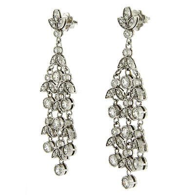Dangling Chandelier Diamond Earrings in 14kt White Gold