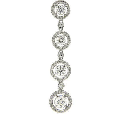 Round Diamond Dangling Earrings in Platinum