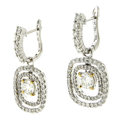 Diamond Circular Dangling Earring in 14kt White Gold