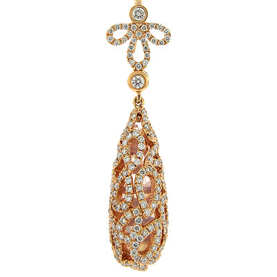 Rose Quartz and Diamond Dangling Earrings in 18kt Rose Gold