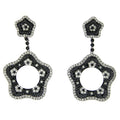 Black and White Diamond Dangling Earrings in 14kt White Gold